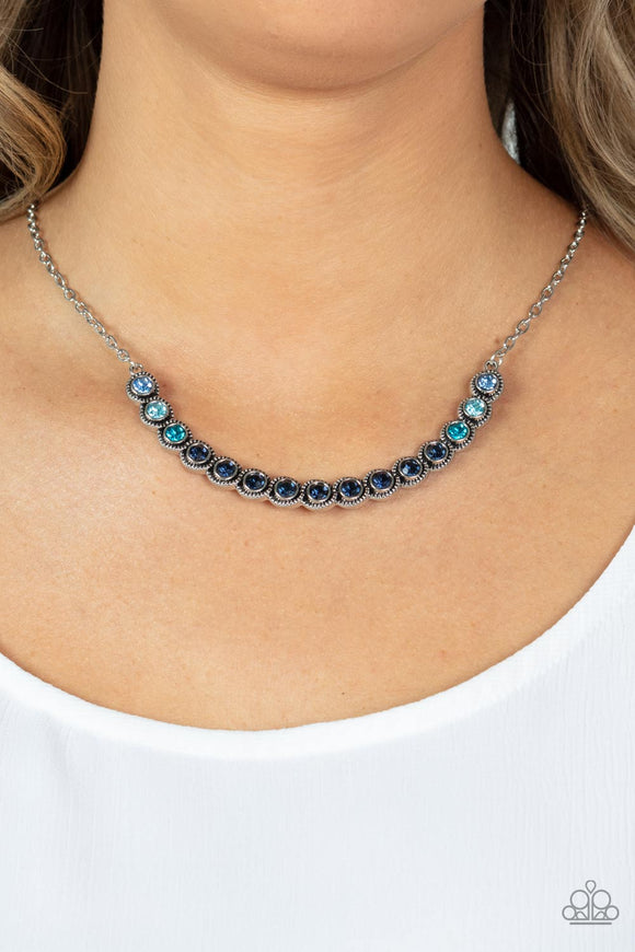 Throwing SHADES - Blue Necklace - Paparazzi Accessories