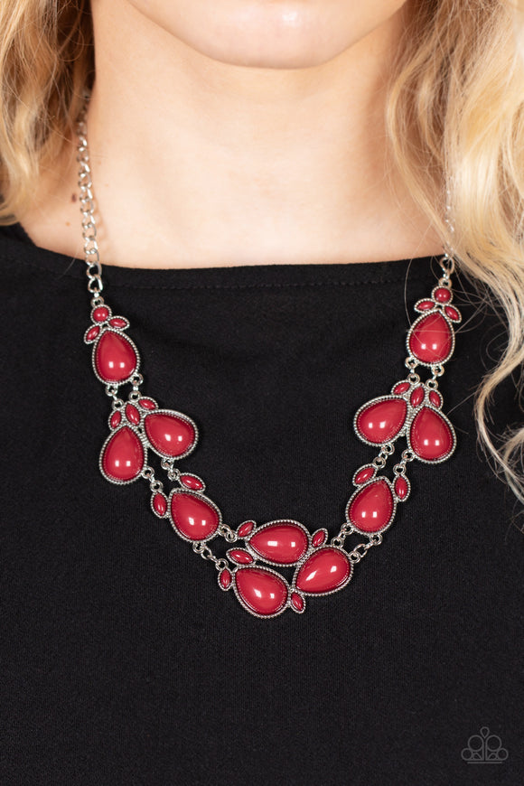 Botanical Banquet - Red Necklace - Paparazzi Accessories