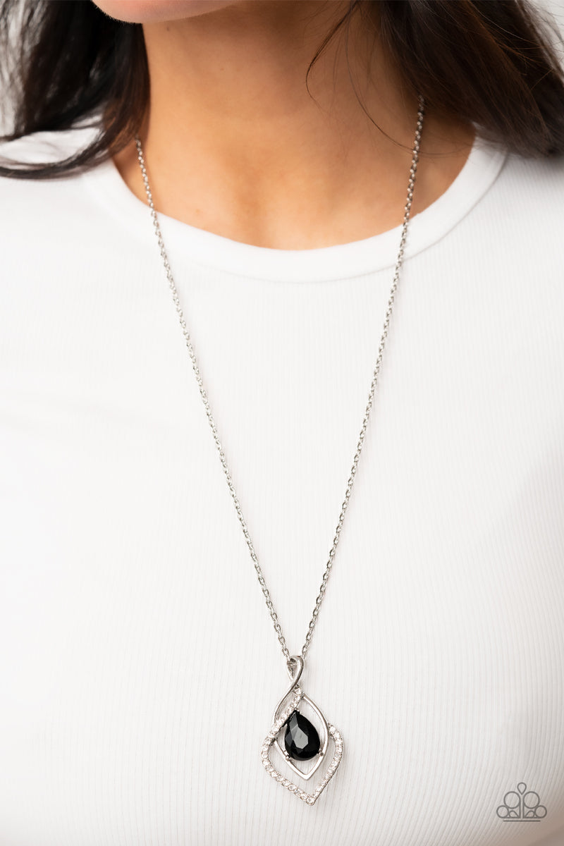 Dauntless Demure Black Necklace Paparazzi Accessories Bedazzle Me