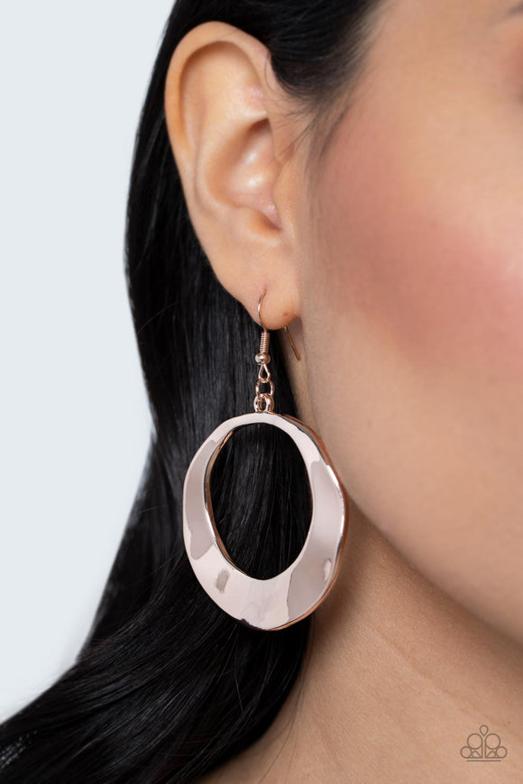 Urban Eclipse - Rose Gold Earrings - Paparazzi Accessories