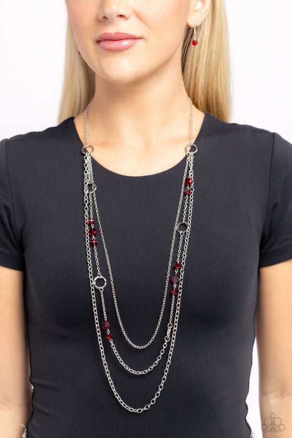 Starry-Eyed Eloquence - Red Necklace - Paparazzi Accessories