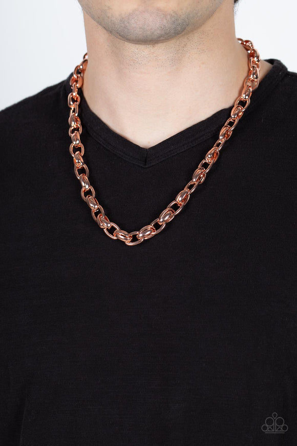 Rookie of the Year - Copper Mens Necklace - Paparazzi Accessories