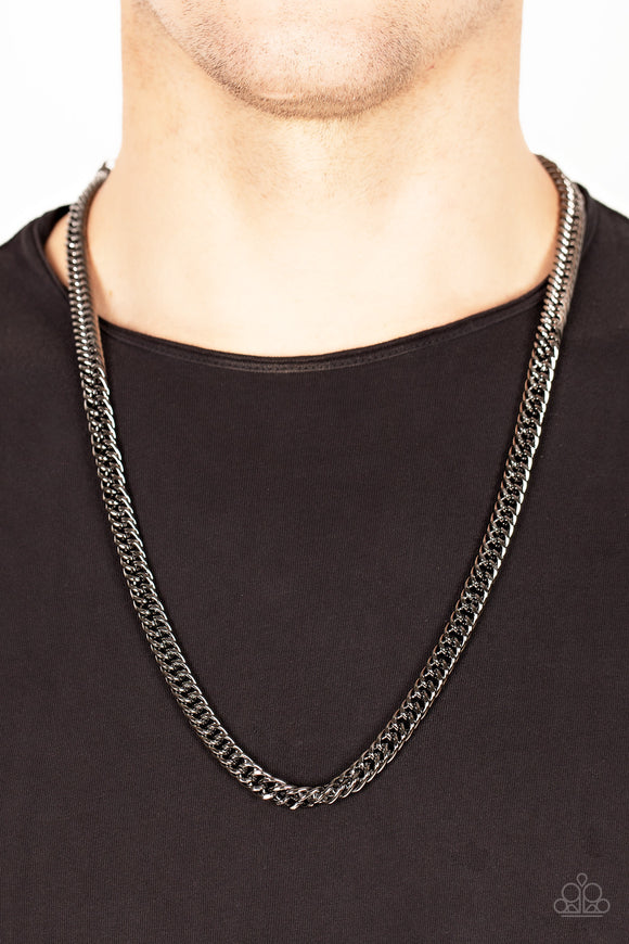 Standing Room Only - Black Mens Necklace - Paparazzi Accessories
