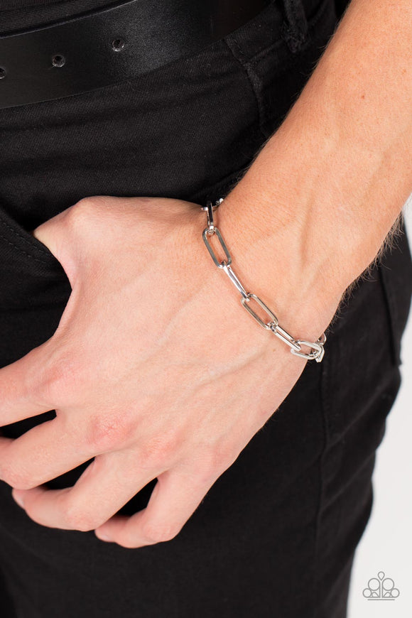Tailgate Party - Silver Mens Bracelet - Paparazzi Accessories