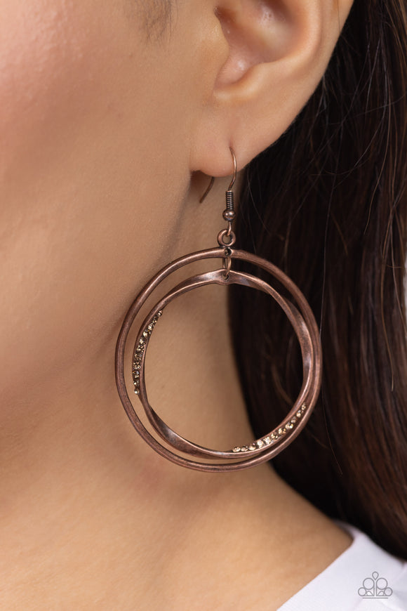 Rebel Rotation - Copper Earrings - Paparazzi Accessories