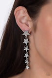Americana Attitude - White Post Earrings - Paparazzi Accessories
