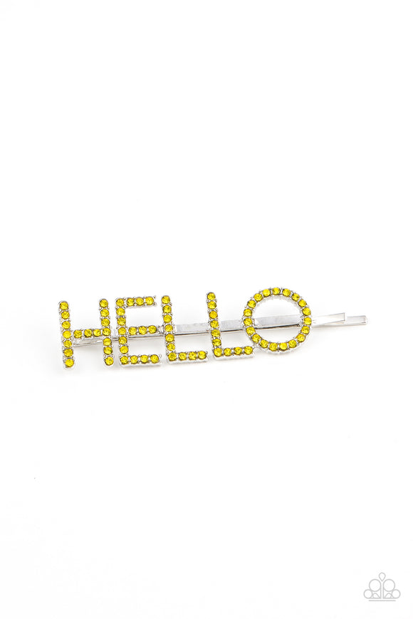 Hello There - Yellow Hair Clip - Paparazzi Accessories
