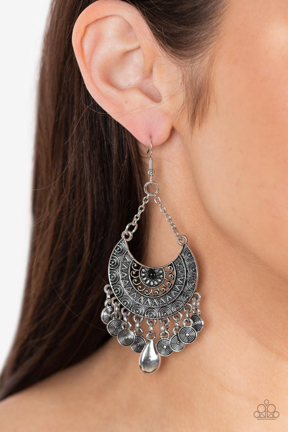 Lunar Allure - Black Earrings - Paparazzi Accessories