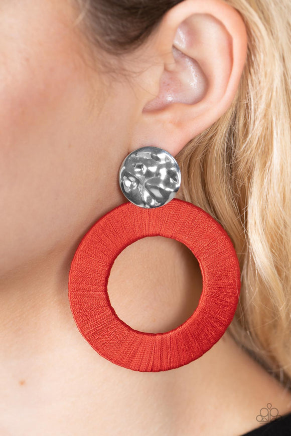 Strategically Sassy - Red Post Earrings - Paparazzi Accessories