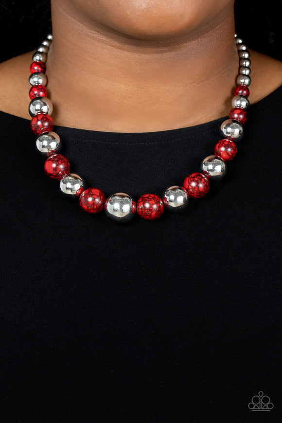 Stone Age Adventurer - Red Necklace - Paparazzi Accessories