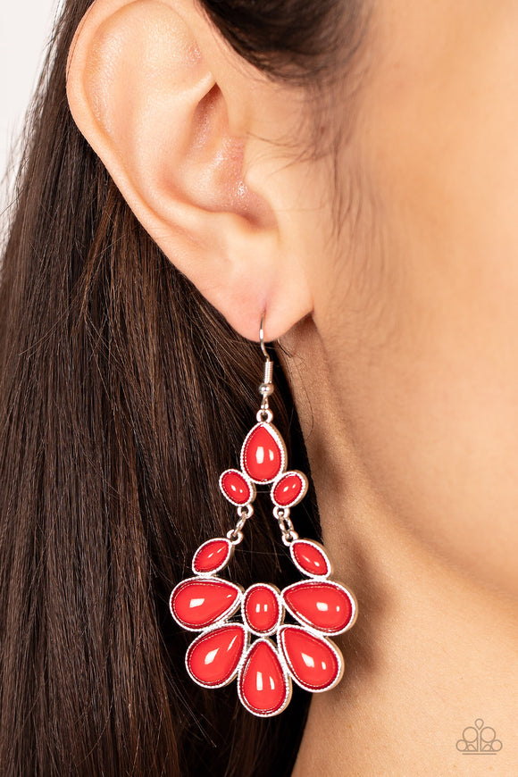 Colorfully Canopy - Red Earrings - Paparazzi Accessories