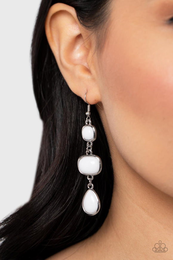 Fashion Frolic - White Earrings - Paparazzi Accessories