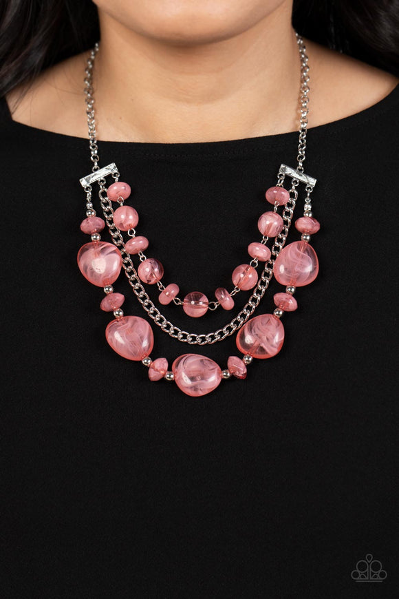 Oceanside Service - Pink Necklace - Paparazzi Accessories