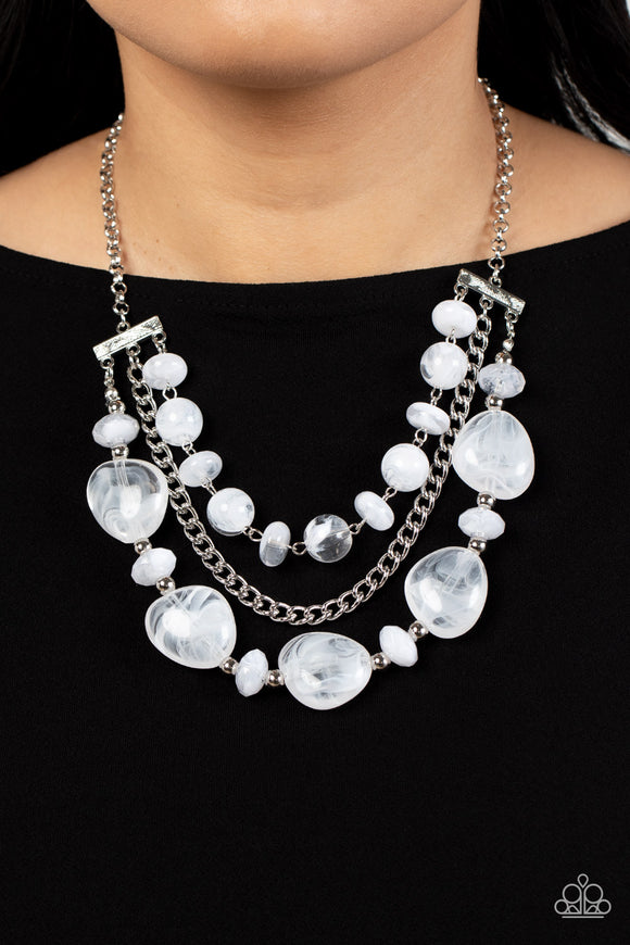 Oceanside Service - White Necklace - Paparazzi Accessories