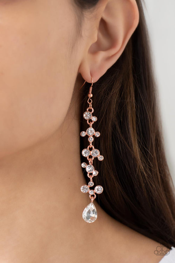 Wedding Day Dazzle - Copper Earrings - Paparazzi Accessories