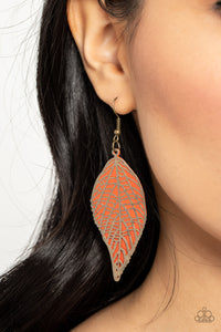 Leafy Luxury - Orange Earrings - Paparazzi Accessories