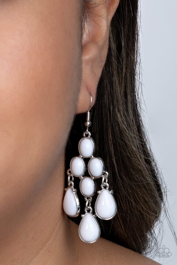 Feeling TIER-rific - White Earrings - Paparazzi Accessories