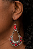 Fluent in Florals - Red Earrings - Paparazzi Accessories