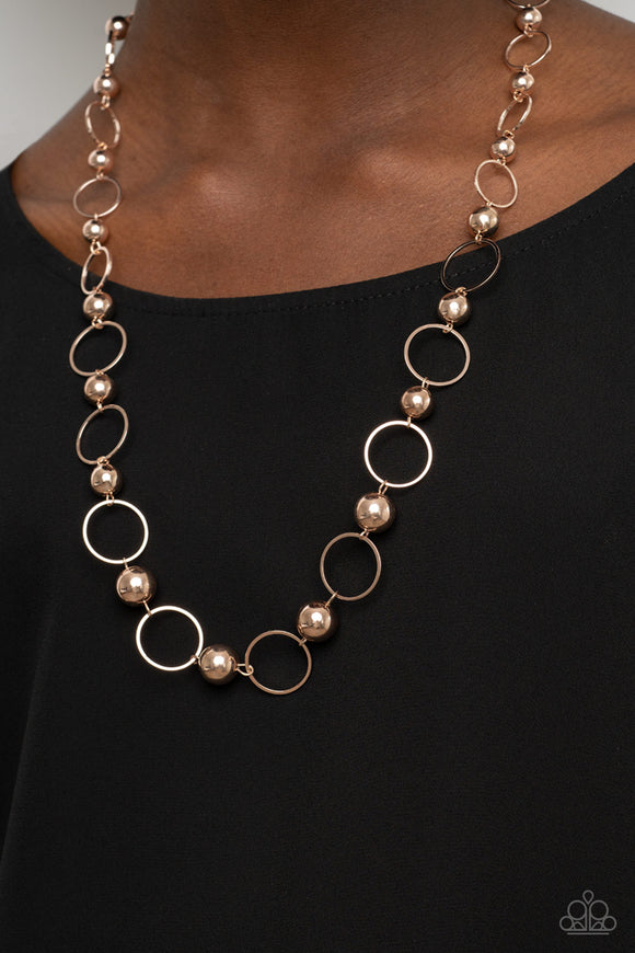 Metro Milestone - Rose Gold Necklace - Paparazzi Accessories
