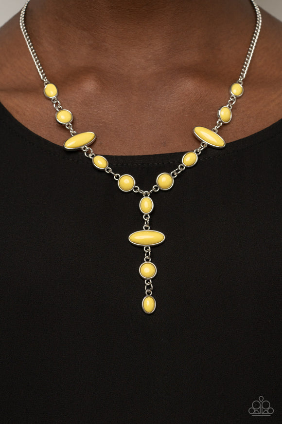 Yellow wood necklace paparazzi Clearance