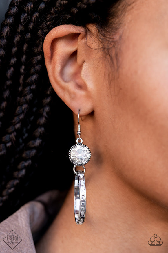 Standalone Sparkle - White Earrings - Paparazzi Accessories