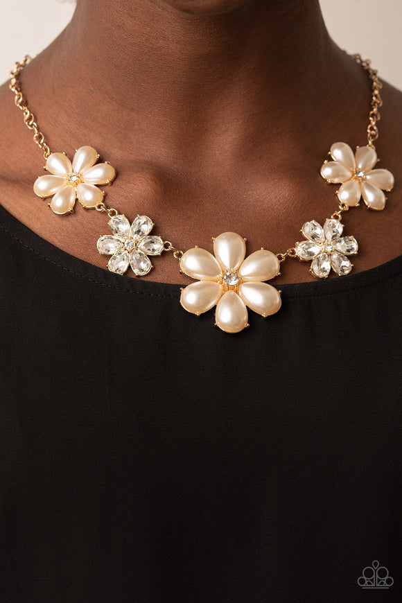 Fiercely Flowering - Gold Necklace - Paparazzi Accessories