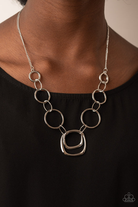 Linked Up Luminosity - Silver Necklace - Paparazzi Accessories