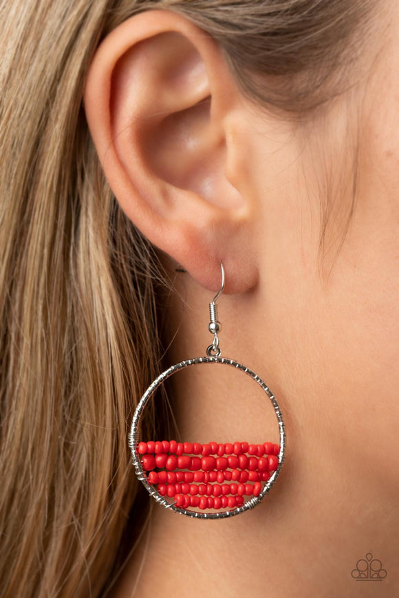 Head-Over-Horizons - Red Earrings - Paparazzi Accessories
