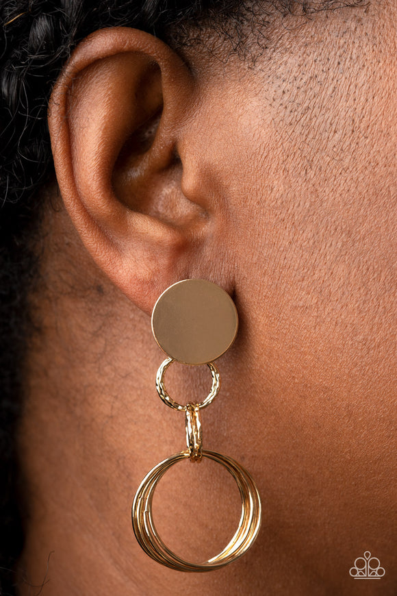 Industrialized Fashion - Gold Post Earrings - Paparazzi Accessories