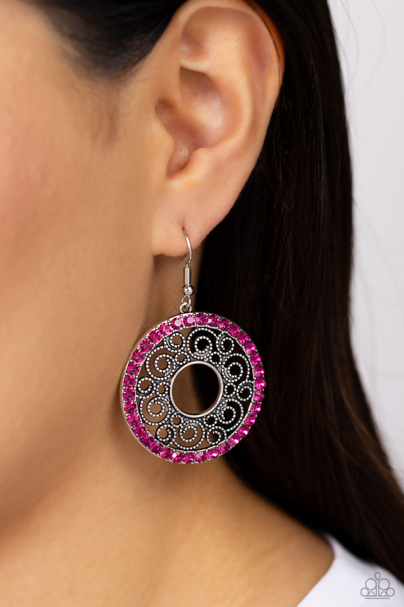 Whirly Whirlpool - Pink Earrings - Paparazzi Accessories
