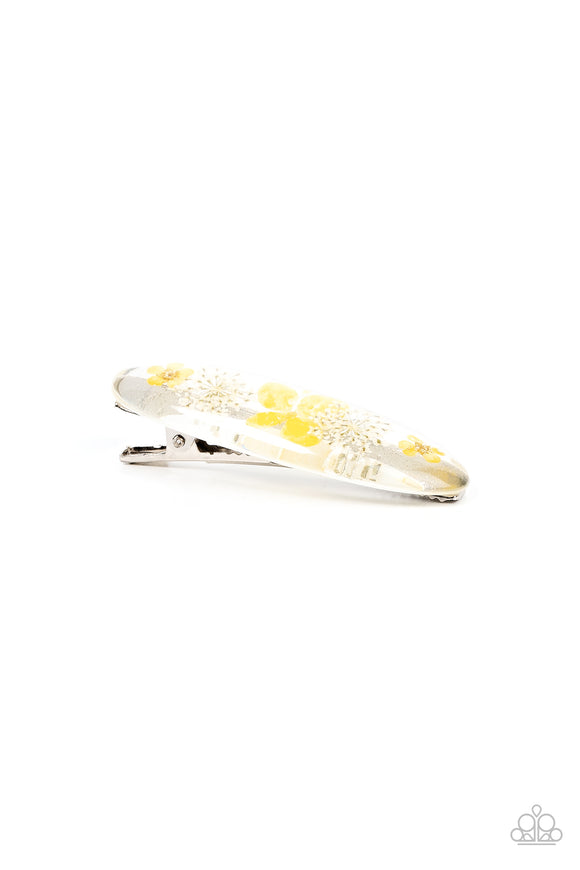Floral Flurry - Yellow Hair Clip - Paparazzi Accessories