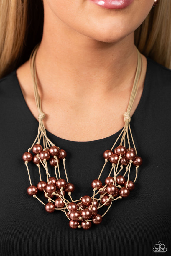 Yacht Catch - Brown Necklace - Paparazzi Accessories