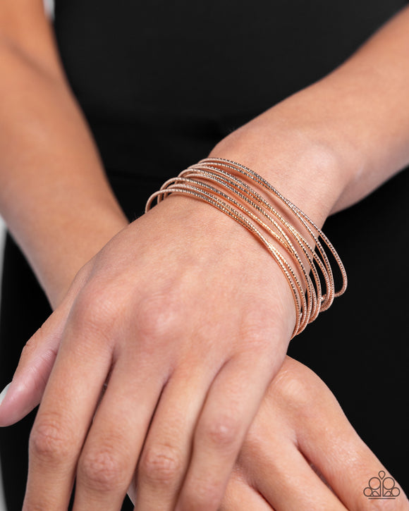 Monochromatic Crossover - Rose Gold Bracelet - Paparazzi Accessories