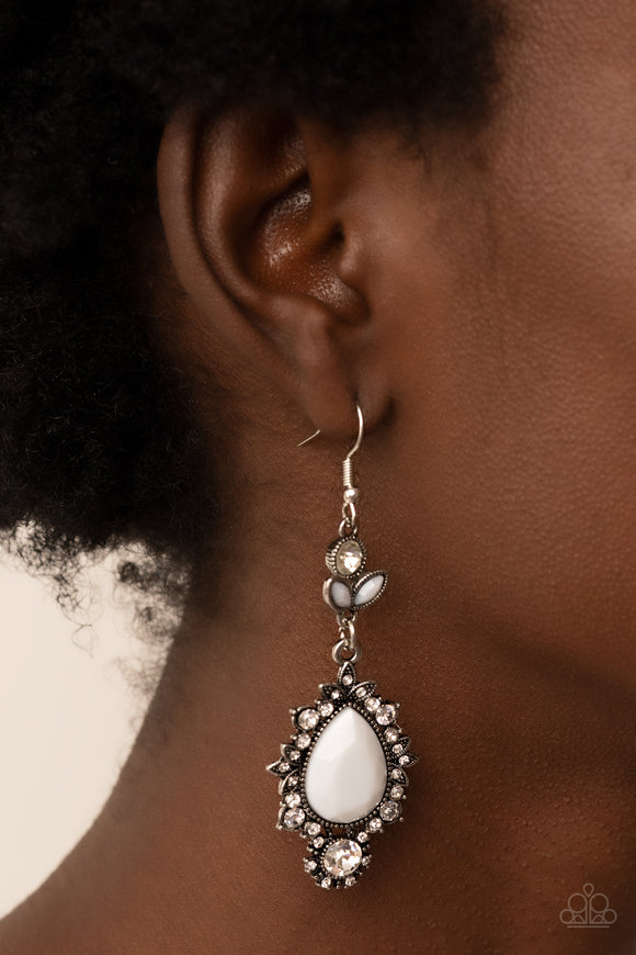 SELFIE-Esteem - White Earrings - Paparazzi Accessories
