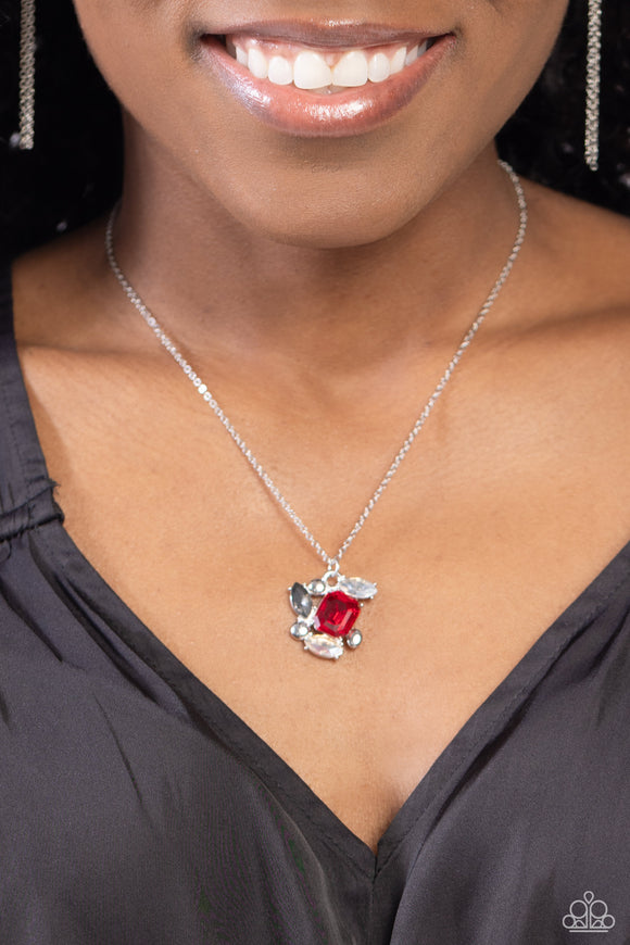 Prismatic Projection - Red Necklace - Paparazzi Accessories