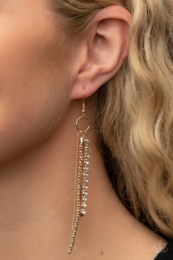 Swing Dance Dazzle - Gold Earrings - Paparazzi Accessories