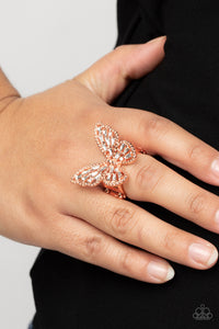 Bright-Eyed Butterfly - Copper Ring - Paparazzi Accessories