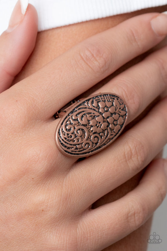 Floral Fortress - Copper Ring - Paparazzi Accessories