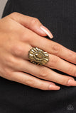 Daringly Deco - Brass Ring - Paparazzi Accessories