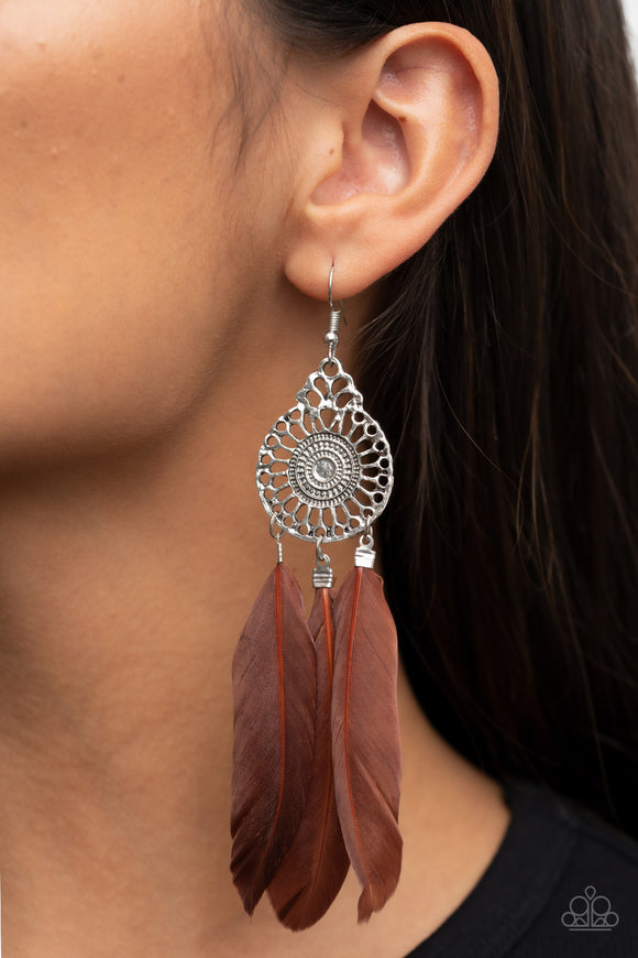 Pretty in PLUMES - Brown Earrings - Paparazzi Accessories