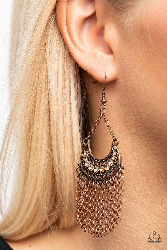 Greco Goddess - Copper Earrings - Paparazzi Accessories