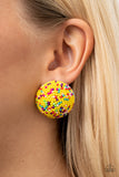 Kaleidoscope Sky - Yellow Post Earrings - Paparazzi Accessories