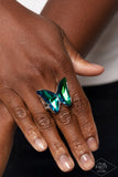 Fluorescent Flutter - Green Ring - Paparazzi Accessories