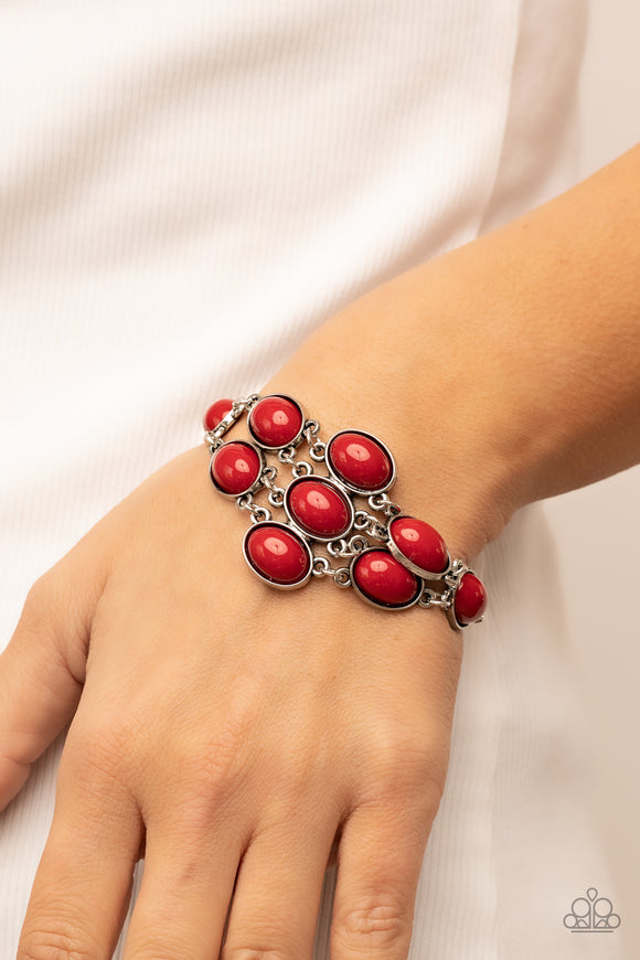 Color Wheel Garden - Red Bracelet - Paparazzi Accessories