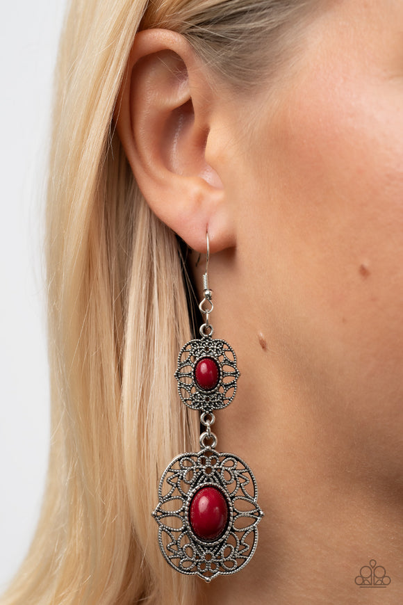 Victorian Villa - Red Earrings - Paparazzi Accessories