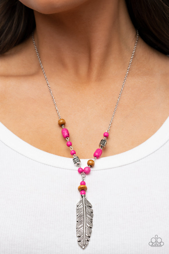 Watch Me Fly - Pink Necklace - Paparazzi Accessories