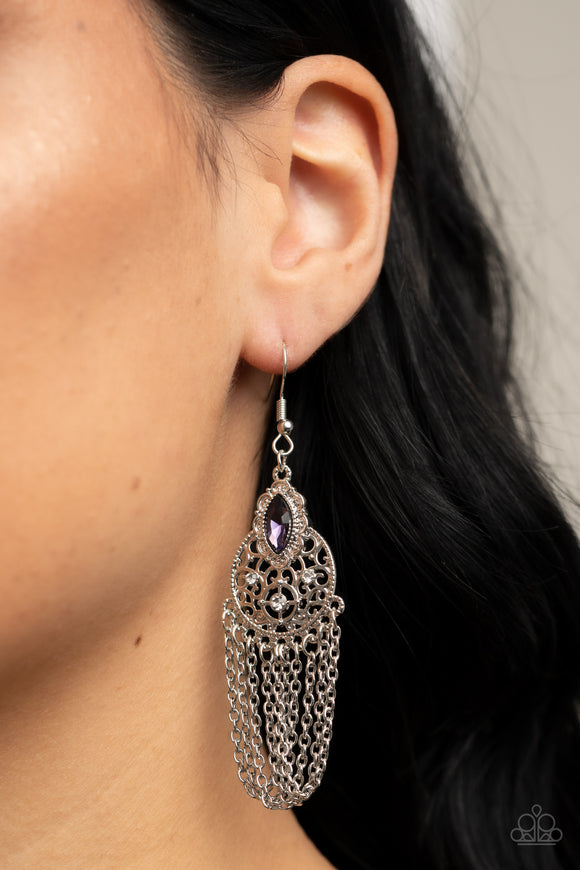 Pressed for CHIME - Purple Earrings - Paparazzi Accessories