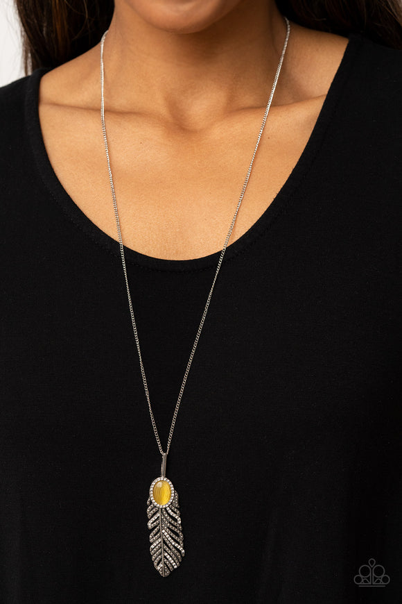 Pure QUILL-Power - Yellow Necklace - Paparazzi Accessories