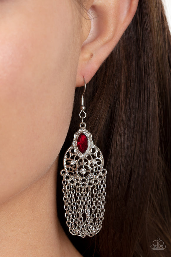 Pressed for CHIME - Red Earrings - Paparazzi Accessories