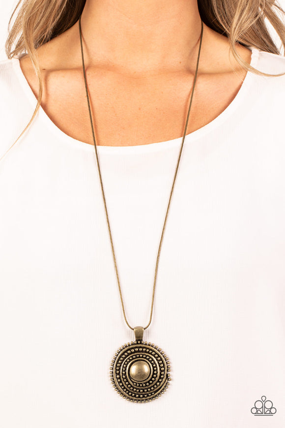 Solar Swirl - Brass Necklace - Paparazzi Accessories